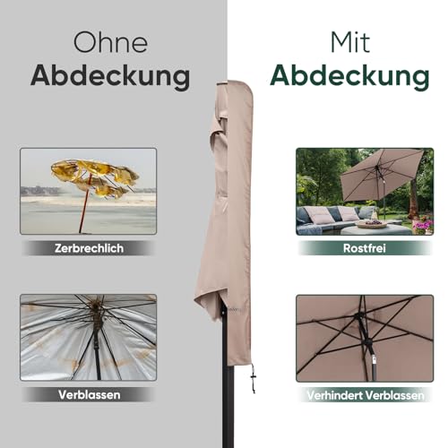 Sekey Sonnenschirm Schutzhülle für Ø 200 cm / 200cm × 150 cm Sonnenschirm, Abdeckhauben für Sonnenschirme, 100% Polyester, Wasserdicht & UV-Beständig
