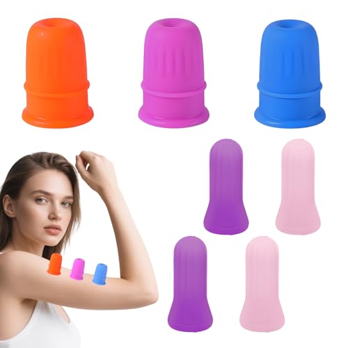 7 Stück Schröpfgläser Silikon Schröpfset mit Silikon Saugball Schröpfen Gesicht Set für Hals Körper Augen Schröpfen Massage Körper und Gesichtsmassage Werkzeugset