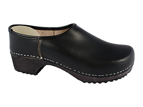 MB Clogs - Destalonada de Cuero Mujer, Color Negro, Talla 47 EU