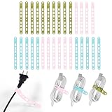 Lantellex 30Pcs Silicone Cable Ties, Office Desk Organizer Accessories, 5.3Inch Reusable Wire Ties Management with Lock Buckle, Adjustable Charger Cable Strap (Pink, Blue, Green)