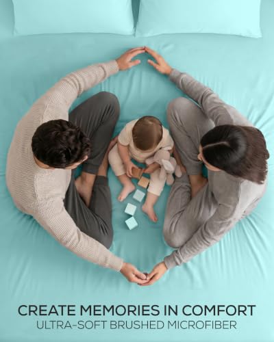 Image of Utopia Bedding King Sheet Set 4 Piece Soft Sheets - Spa Blue