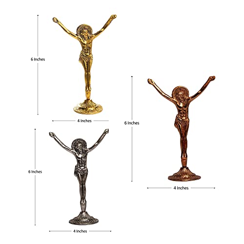 Jesus Statue Religious Status for Gift & Home Decor Jesus Cristo Statue for Home Decoration Dashboard Jesus Gift Items Metal Statue Gold - Image 3