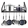 ZHOHO TANT Pot and Pan Hanger, Wall Mounted Pots and Pan Hanging Rack with 8 Hooks for Kitchen Cookware Utensils 2 DIY Methods Black Steel Hanging Pot Rack ZHOHO TANT Pot and Pan Hanger, Wall Mounted Pots and Pan Hanging Rack with 8 Hooks for Kitchen Cookware Utensils 2 DIY Methods Black Steel Hanging Pot Rack