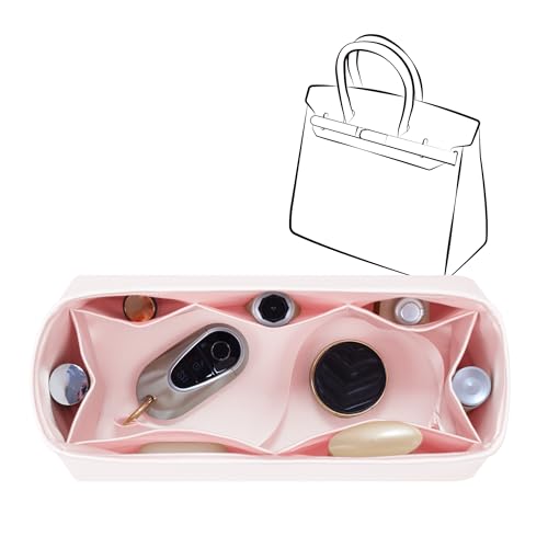 JLYZ Moon Birkin 25 inserções com zíper, organizador de bolsa compatível com bolsa Hermes Birkin, organizador de bolsa de seda para Birkin 25, leve e macio (BK25 com zíper, rosa)