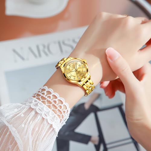 Image of OLEVS Watch Women Two Tone Watches for Women with Date Dress Womens Watches for Small Wrists Luxury Easy Read Women's Watch Waterproof Blue /Black /Gold /Silver Dial Reloj para Mujer