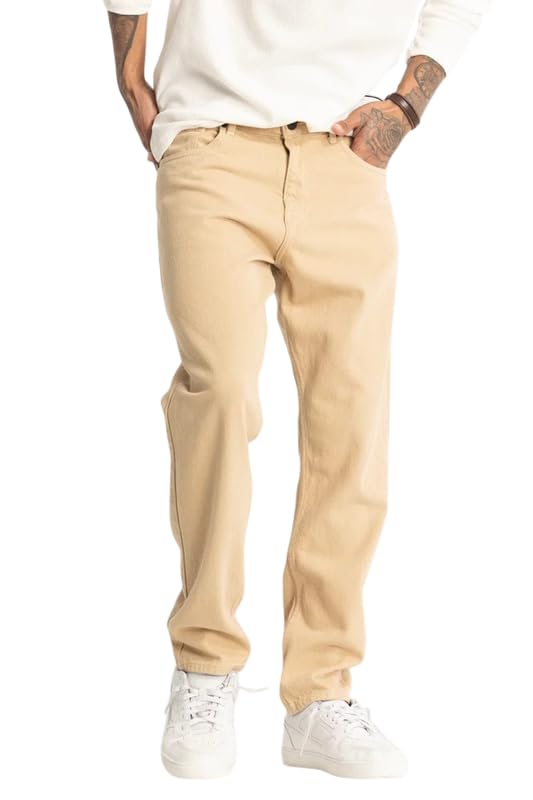 Image of Men Mom Fit High Waist Denim Jeans | Relaxed Fit Straight Leg Casual Denim Pants | Stylish Street Style & Office Wear