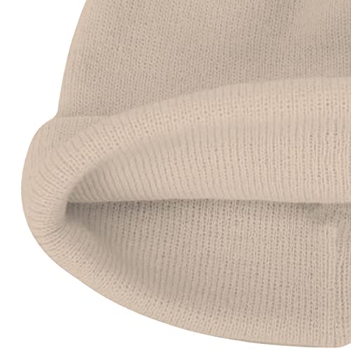 Lycycse Womens Beanies For Winter Knit Smile Face Beanie Hat Embroidered Cuffed Slouchy Beanies For Women Beige #TOP6