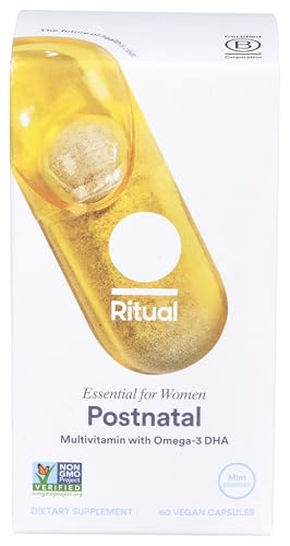 Ritual Postnatal Multivitamin for Women - Key Essential Vitamins and Minerals to Support Mom and Baby Postpartum and Throughout Lactation* - Choline, Omega-3 DHA - Mint - 60 Capsules - 30 Servings