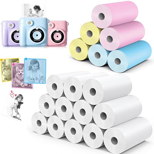Lot de 18 rouleaux de papier pour appareil photo compatible avec la plupart des appareils photo à impression instantanée pour enfants (5,7 x 2,5 cm)