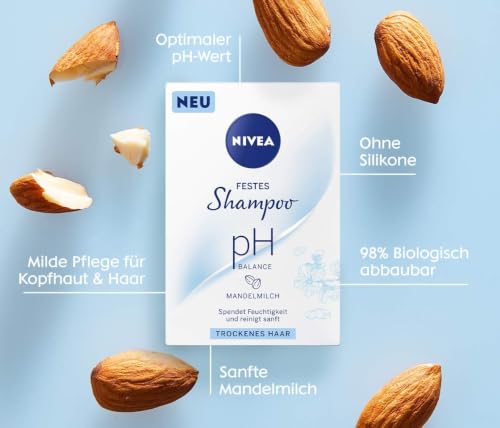 NIVEA festes Shampoo pH Balance für trockenes Haar (75 g), sanft reinigendes Festshampoo mit Mandelmilch… – Ansicht 3