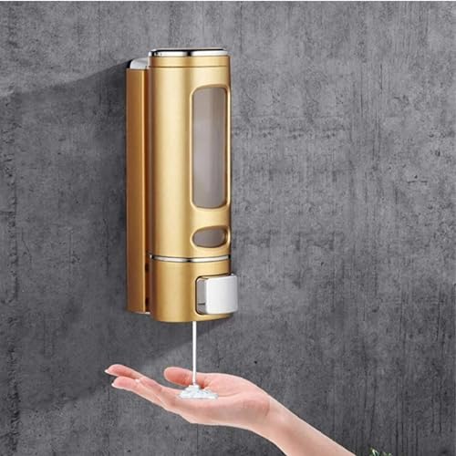 Image of Combo Pack Wall-Mounted Soap Dispenser for Bathroom | Wash Basin Liquid Sanitizer & Shower Gel | 400ml Capsule Design | White and Gold ABS Plastic | Pack of 2 | Durable & Easy Refill