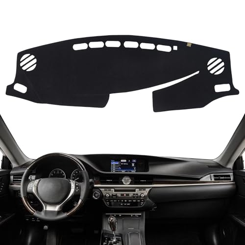 KEYOOG Dashboard Cover Dash Mat Fit for 2018-2013 Le-xus ES ES300H ES350 (Without HUD Models),Car Dash Board Mat Anti-Glare Carpet,Non-Slip Pad Sunshield Protector (Black)