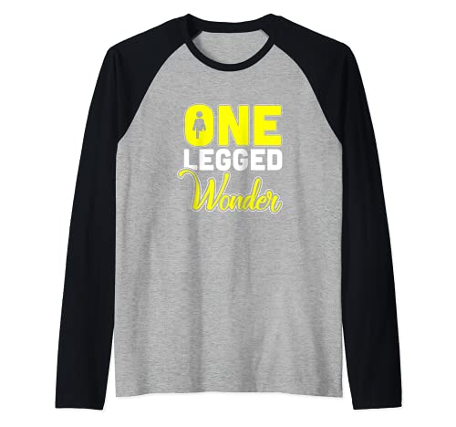 One Legged Wonder Amputee Gifts, Amputee, Amputation Humor Raglan Baseball Tee, Black