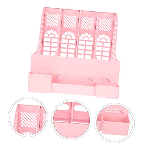 Organisateur de documents plastique rose avec trieur multi-compartiments