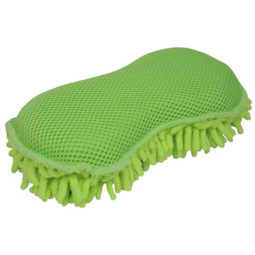 Eurow Detailer’s Preference Microfiber Car Wash Sponge for Auto Detailing, RV, Boat, Motorcycle, Double-Sided with Chenille and Scour Scrubber, Scratch-Free, Lint-Free, Super Absorbent, Reusable