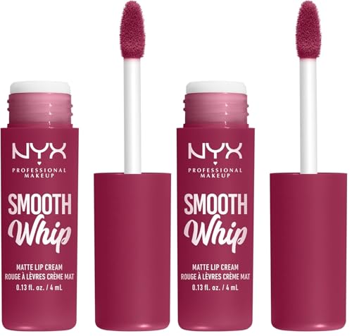 NYX Professional Makeup Flüssiger Lippenstift mit mattem Finish, Lebendige Farben mit Shea- & Kakaobutter, Farbe: Fuzzy Slippers (Packung mit 2)