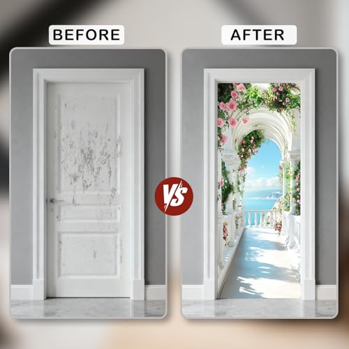 Image of Nuxovilar Sea View Arch Door Stickers Peel Stick PVC 30.3x78.7 in