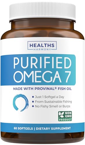 Omega 7 Supplement for Women and Men - High Potency & Purity Palmitoleic Acid Fatty Acid Fish Oil Supplement from Patented Provinal with Lowest Palmitic Acid - Sustainably Sourced (2 Month Supply)