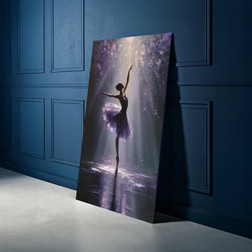 Tableau ballerine en tutu violet 70x110 cm pour salon élégant