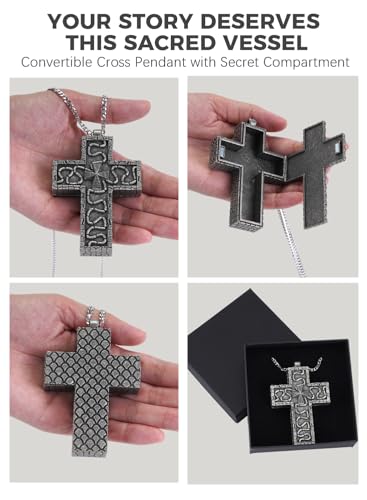 Cross Necklace with Secret Compartment - Thano 230 Jewelry for Men & Women - Hidden Storage Pendant Necklace, Stainless steel Gothic Fashion Accessory with Adjustable Chain | Unique Gift Idea​3
