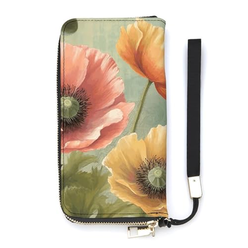 Portefeuille long cuir PU motif coquelicots : le cadeau idéal