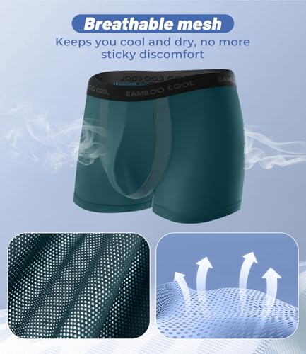 BAMBOO COOL Men's Cooling Trunks with U-Mesh Vent - Breathable Viscose, Tag-Free, Anti Ride-Up Underwear for Men4