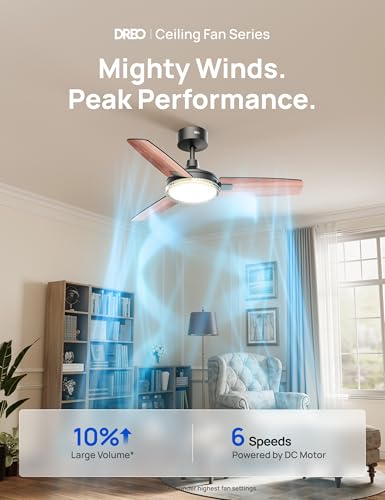 Dreo Ceiling Fans with Lights, 42 Inch, 6 Speeds, 6-Level Dimmable, 5CCT, Quiet, Remote Control Reversible DC Motor, Quick-install, 8H Timer, Black Ceiling Fan for Bedroom, Indoor, Living Room thumbnail 2