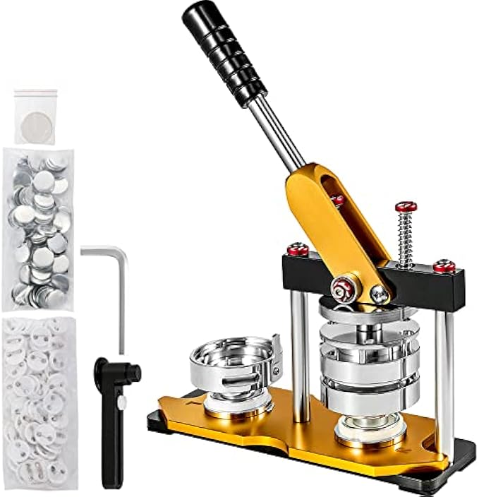 VEVOR Button Maker 75mm Rotate Button Maker 3inch Badge Maker Punch Press Machine with 100 Sets Circle Button Parts for Friends Children DIY Gifts
