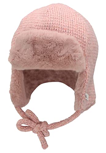 Sterntaler Baby Mädchen Mütze Baby Fliegermütze Strickware Mütze - Mütze Baby, Kappe Kinder - mit Ohrenklappen und Bindeband - rosa, 47