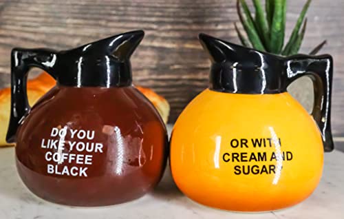Ebros Bed And Breakfast Black Or Cream Coffee Pots Salt & Pepper Shakers Ceramic Magnetic Figurine Set 3.25"H Rise And Shine Coffee Lovers Decor Home Kitchen Accessory #TOP10