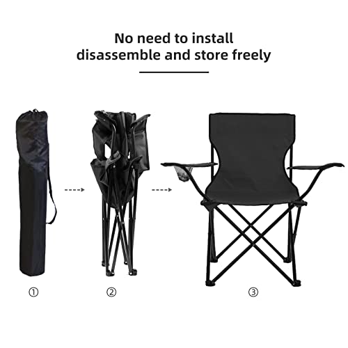 Shsycer Folding Camping Chairs Portable - Lightweight Camping Chair With Arm Cup Holder, Light Backpacking Beach Outdoor Camping Chairs, Better For Slim People (Black) #TOP1