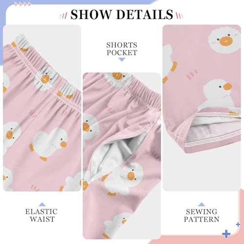 Cute Cartoon Duck Pink Boys Pants for Kids Jogger Pants with Pockets S-XL4