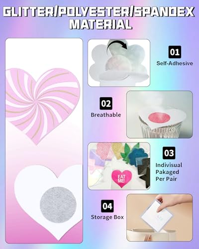 Image of CICKEE Nipple Pasties Black 9 Pairs Rave Pack Nipple Covers Stickers for Rave, Music Festivals, Beach or Daily Wear
