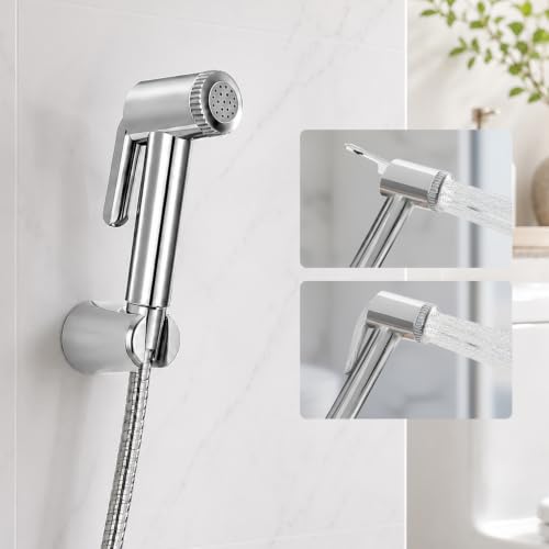 Image of Amazon Basics Health Faucet Set - Premium ABS Jet Spray Gun with 1.5M SS Pipe for Toilet | Bathroom Bidet Sprayer Kit Pack of 1