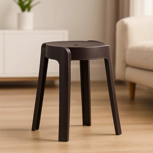 Image of Nilkamal Twist Sturdy and Durable Plastic Seating Stool | for Living Room, Bedroom, Bathroom, Kitchen, Office | Season Rust Brown