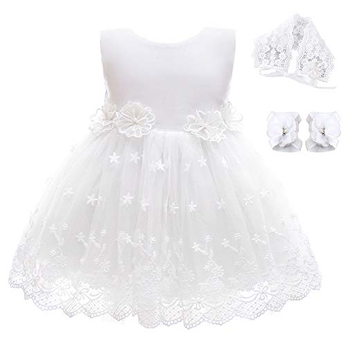Xangirl Baby Girls Flower Christening Baptism Dress Formal Party Special Occasion Dresses Gown for Toddler, 10-15 Months