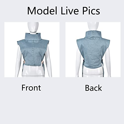 Women Denim Cropped Jacket Summer Fashion Sleeveless Vest Casual Lace-Up Jean Jacket with Buckles Outdoor Clothes4