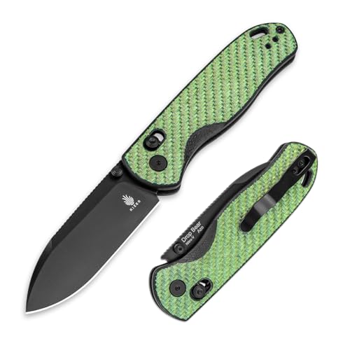 Kizer Drop Bear EDC Pocket Knife, 2.97” Nitro-V Steel Blade G10 Carbon Fiber Handle Folding Knife with Thumb Stud Opener, Lightweight Clutch Lock Camping Hunting Knife for Men Women Gift V3619A4