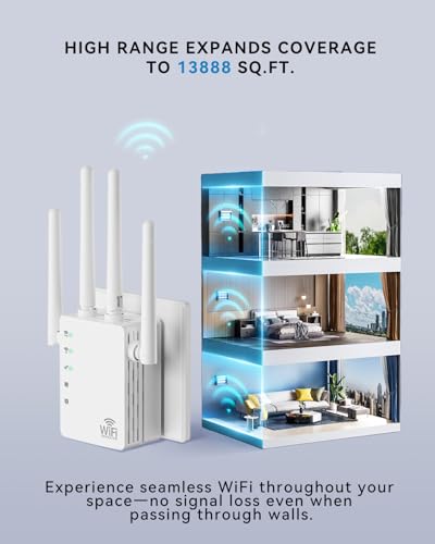 Image of 2025 WiFi Extenders Signal Booster with Dual Band 5GHz /2.4GHz, Long Range Up to 13888 sq. ft & 150+ Devices, Internet Extender WiFi Booster, WiFi Extenders Signal Booster for Home and Outdoors