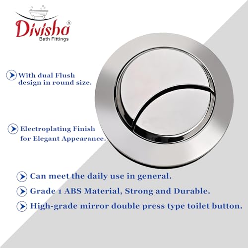 Image of Divisha Toilet flush button | Commode flush tank push button | Round 58mm /2.3 inch Flush Tank Lever (2)