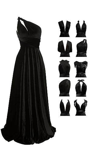 72styles Samt Infinity Wickelkleid Brautjungfernkleider - Samtkleid Damen Lang - Elegant Maxi Multi-Way Kleid Abendkleid, Hochzeitsgast...
