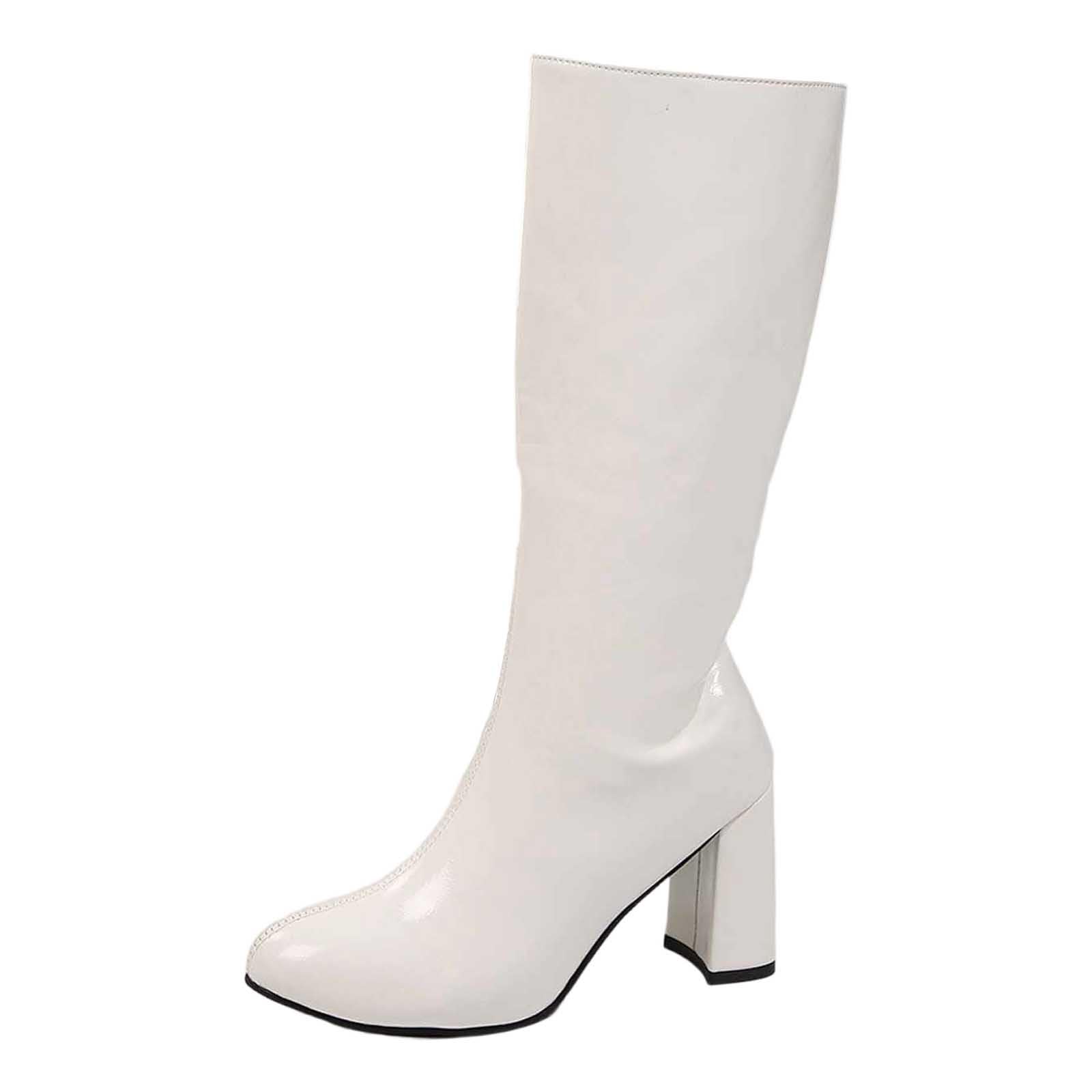 Botas por Encima de la Rodilla Botas de Media Pantorrilla con tacón Grueso y Cremallera Lateral. Cómodas Zapatillas para Caminar, para Uso Diario y Actividades al Aire Libre.