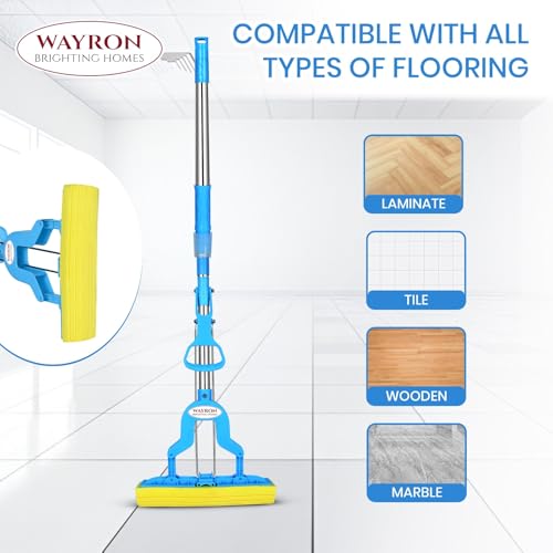 Image of Premium Sponge Mop for Home Cleaning | Powerful Absorbent PVA Roller Head | Comfortable Grip & Easy Wring | Quick Dry Super Absorbent Floor Cleaning Mop | Suitable for Tile, Hardwood & Laminate