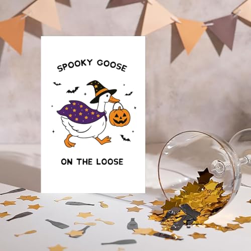 RPJIEKINXU Funny Halloween Card for Her, Cute Spooky Goose Halloween Card - image 6