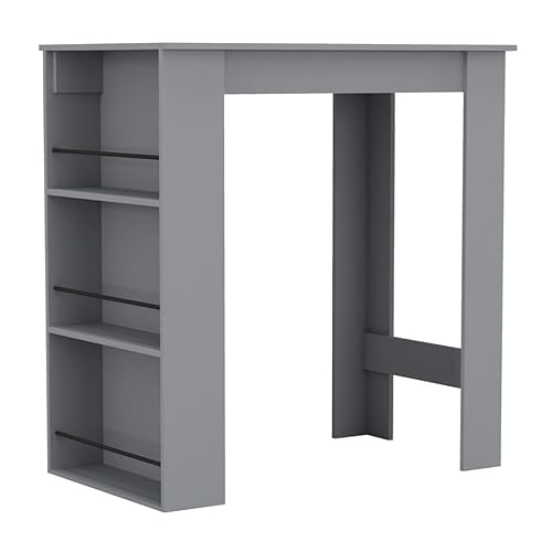 URBNLIVING 3 Tier Dining Bar Coffee Kitchen Island Table Open Storage Shelves Living Room (Grey)