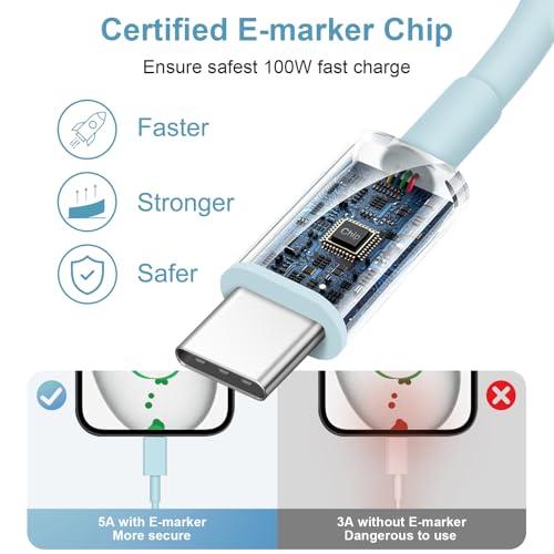 Image of USB to USB C Cable for iPhone 17 16 15 Type C Carplay 5FT USB C Cable Blue | Fast Charging Carplay Cable, USB C Carplay Cord Compatible with iPhone 17 16 15