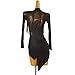 JRUIA Latin Salsa Dance Dress with Layered Tassels Women's Cha Cha Salsa Costumes Mesh Ballroom Competition Dancewear,Black,XXL