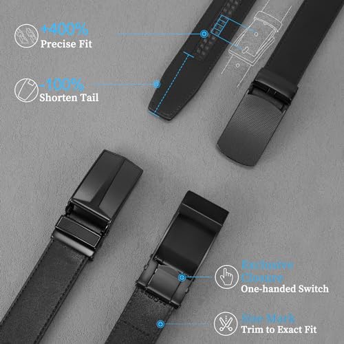 Mens Belt, Slide Genuine Leather Ratchet Belt, Dress Casual, Size Adjustable4