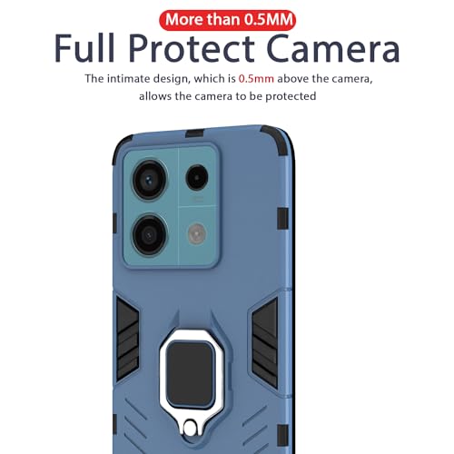 Image of Pikkme Redmi Note 13 5G Back Cover | D5 Tough Armor Bumper | 360 Protection Case | Ring Holder Stand Case for Redmi Note 13 5G (Blue)