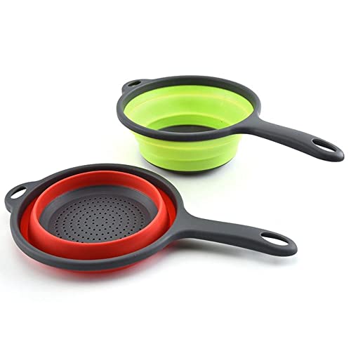 Draining Basket, Space-Saving Strainer Kitchen Tools, Silicone Drainer With Handle, Foldable Colander Dish, Collapsible Draining Basket(Red) #TOP5